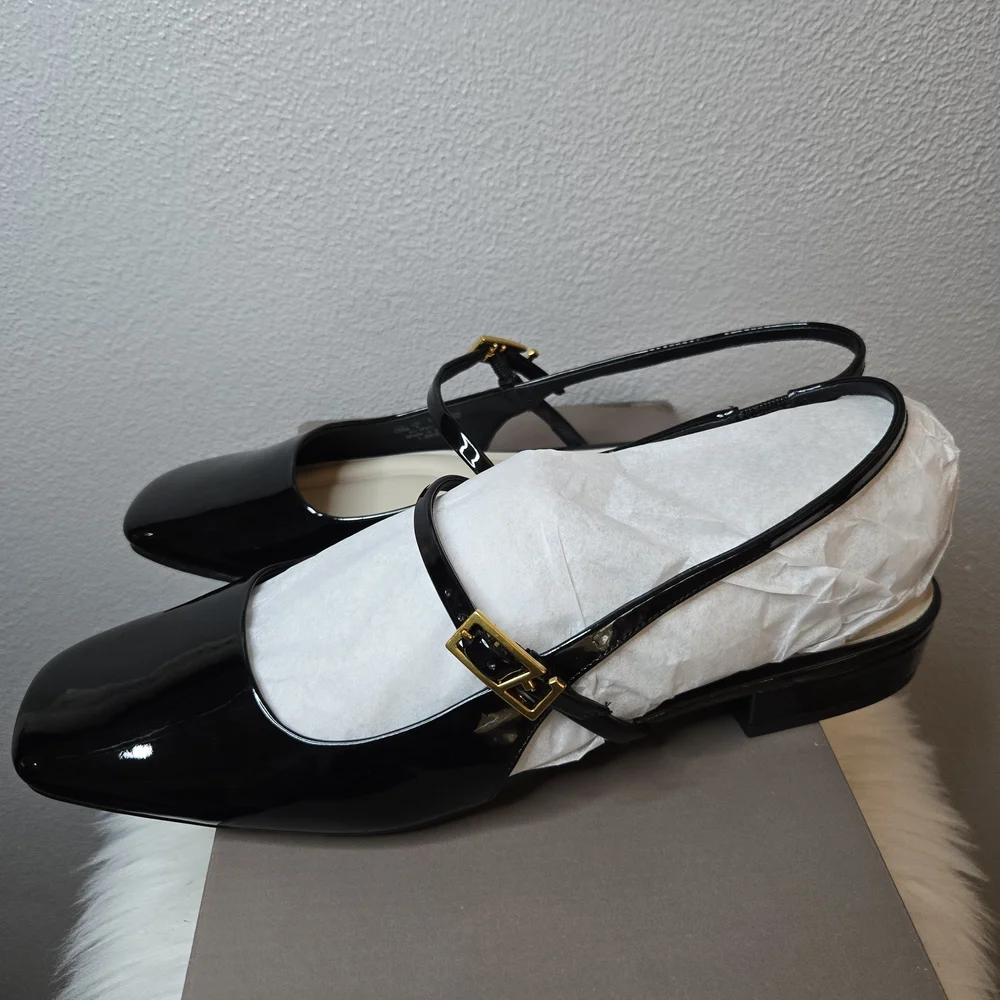 Franco Sarto Destin Elegant Black Patent Leather Slingback Shoes New In Box $135 - Picture 8 of 10